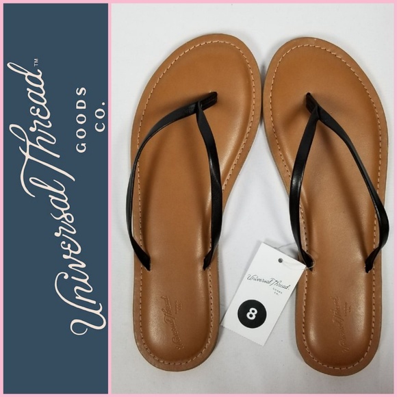 Women/'s Flip Flops New Size 9 Black Rowen Flat Universal Thread